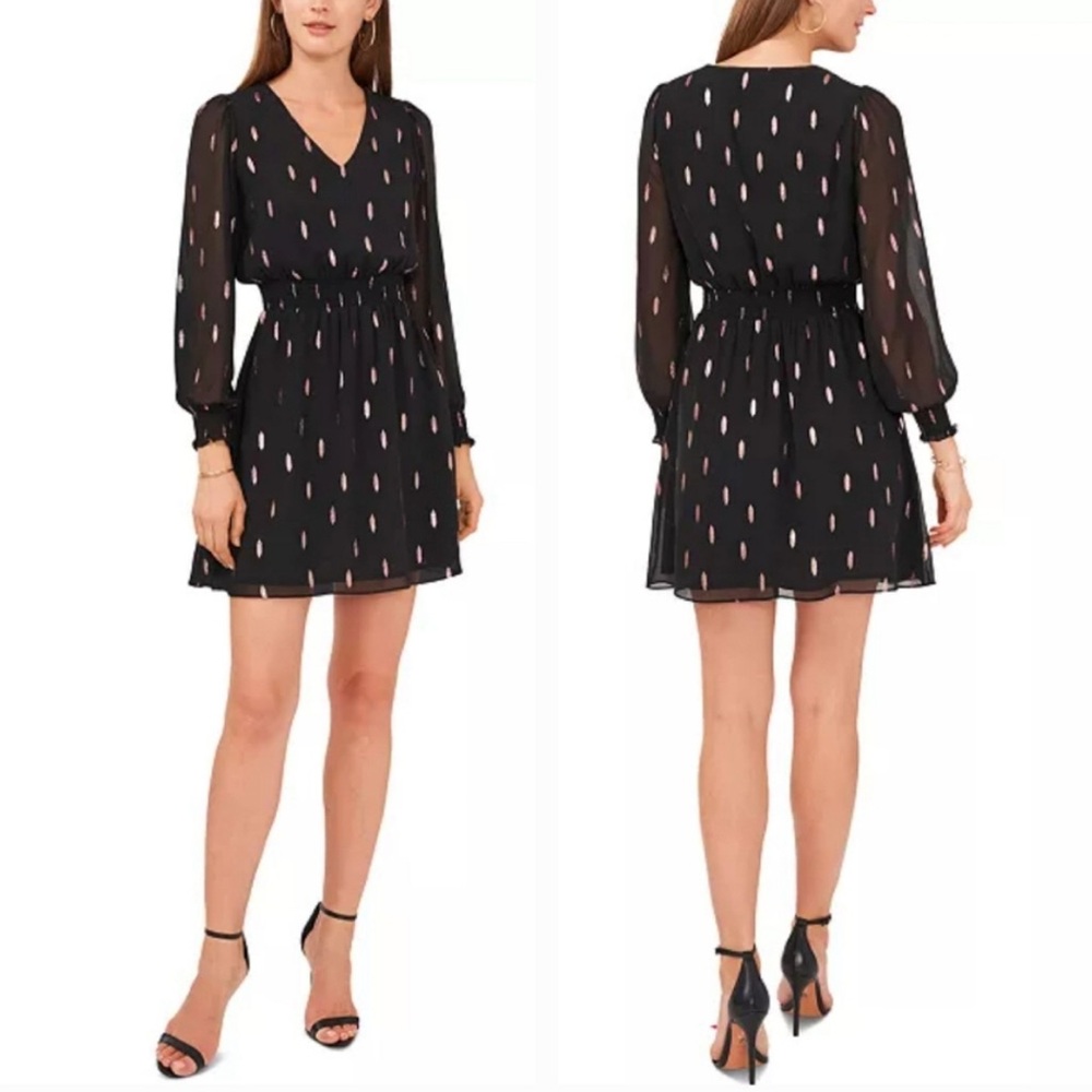 1. State Black Mini Dress with Metallic Rose Gold Accents